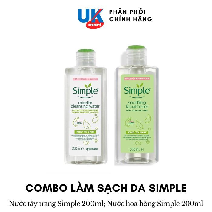 Combo Simple Làm Sạch Nước Tẩy Trang + Nước Hoa Hồng