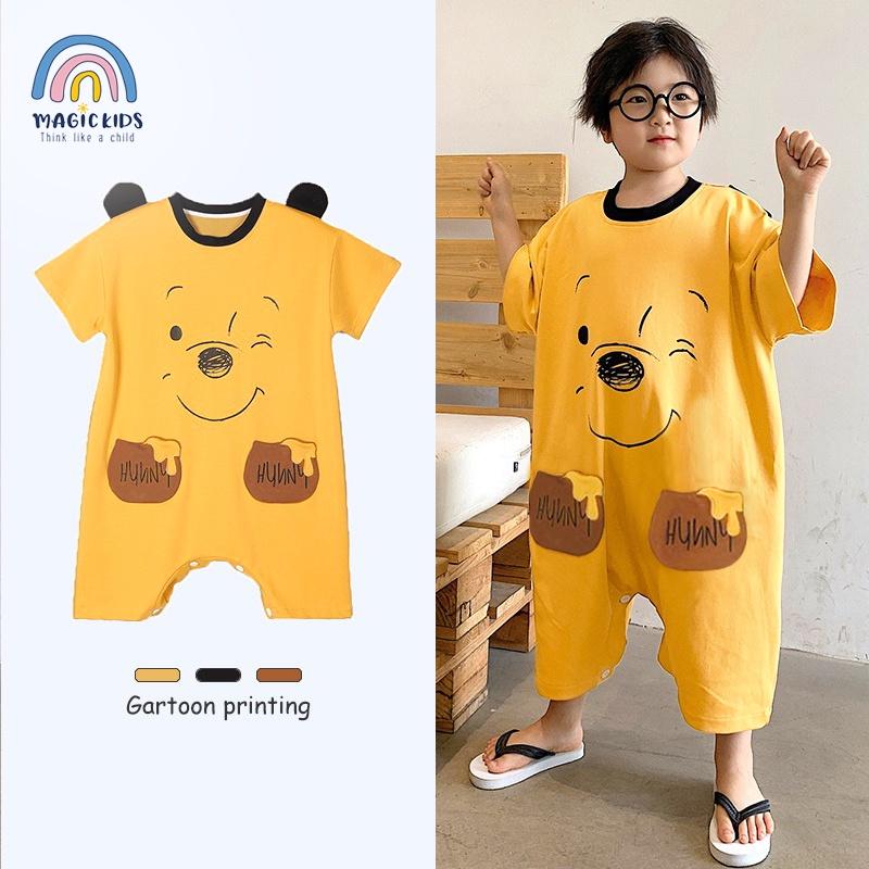 Bộ body ngủ liền thân cotton hoạt hình Magickids cho bé trai bé gái đồ ngủ trẻ em dáng rộng co giãn mềm mại BL21001