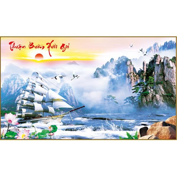 Tranh Đính Đá THUẬN BUỒM XUÔI GIÓ (ĐÁ ABC CAO CẤP). Kích Thước: 80cm x 50cm