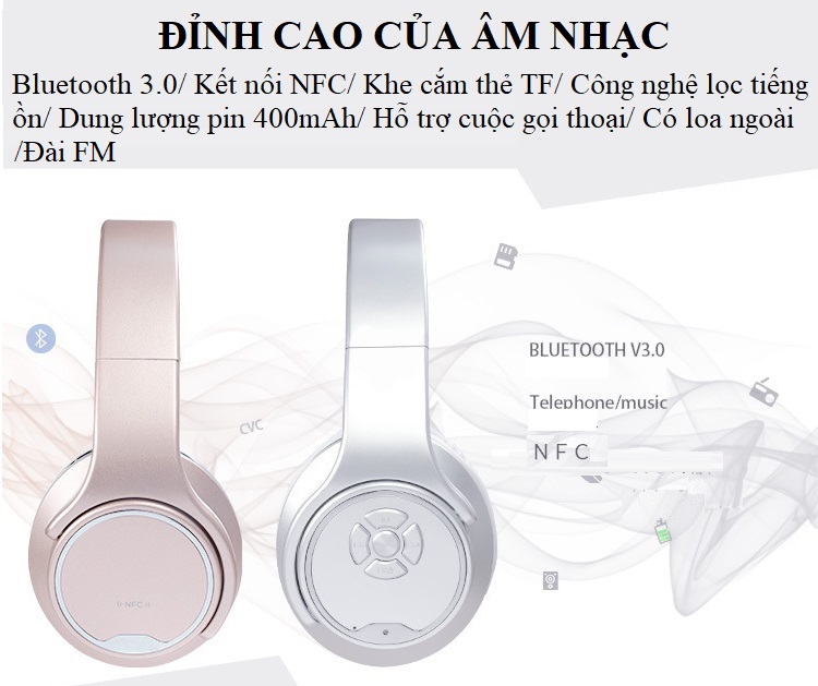 Tai Nghe Chụp Tai Bluetooth Kiêm Loa Di Động MH.1 Với 4 Chế Độ Nghe Nhạc Cực Đỉnh.