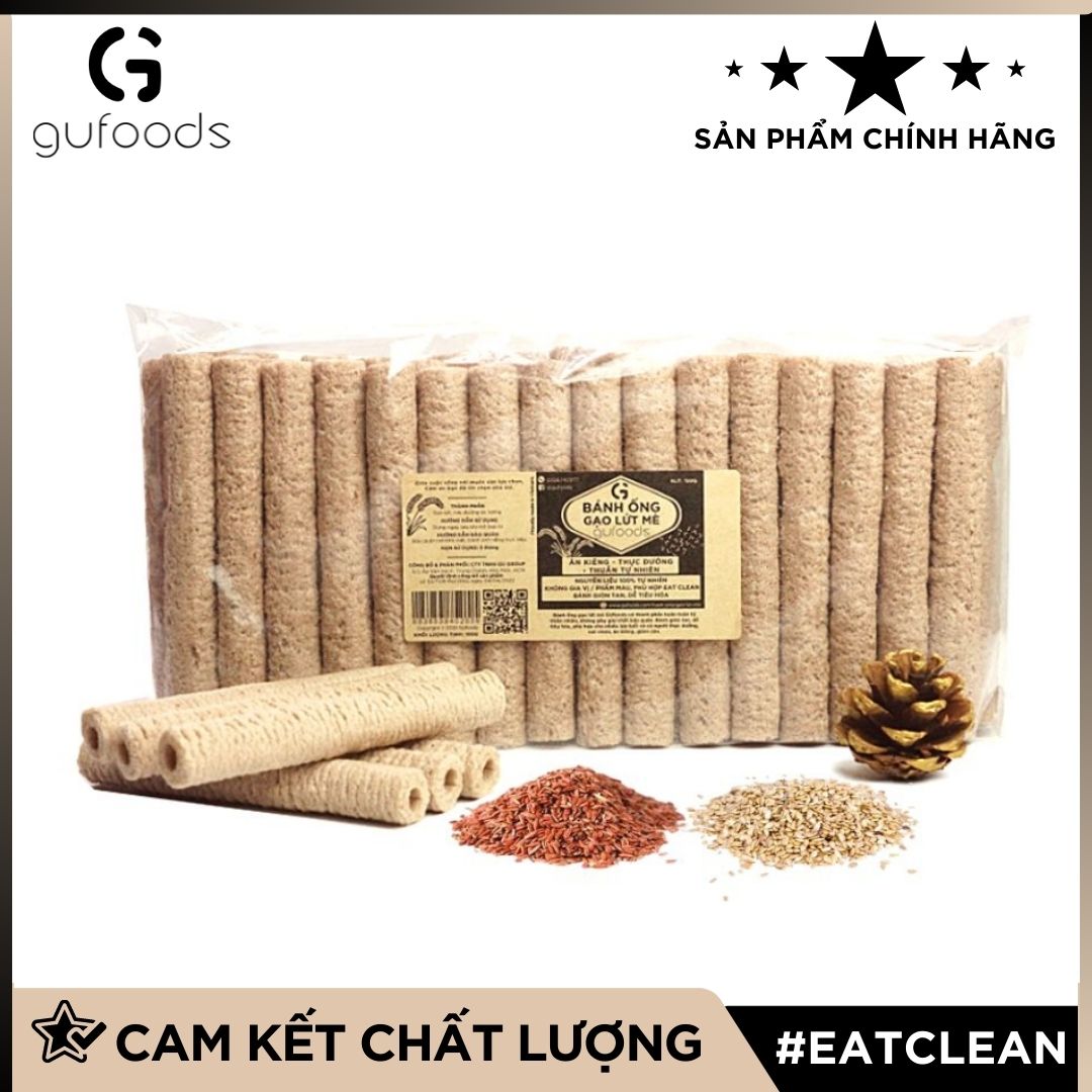 Hình ảnh Bánh ống gạo lứt ăn kiêng GUfoods (Vị đậu đỏ hạt sen / Vị mè) - Giòn tan, Dễ tiêu hóa, Thực dưỡng, Eat clean, Thuần chay