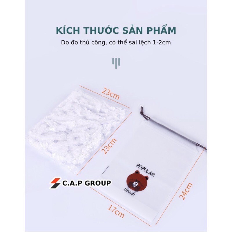 Combo 100 Màng Bọc Thực Phẩm Có Chun Co Dãn Tái Sử Dụng - Màng Bọc Thực Phẩm Gấu