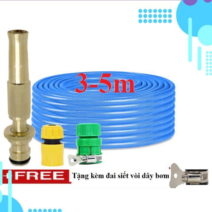 Bộ dây vòi xịt nước rửa xe, tưới cây . tăng áp 3 lần, loại 3m, 5m 206587 cút sập,nối nhựa vàng+ tặng đai