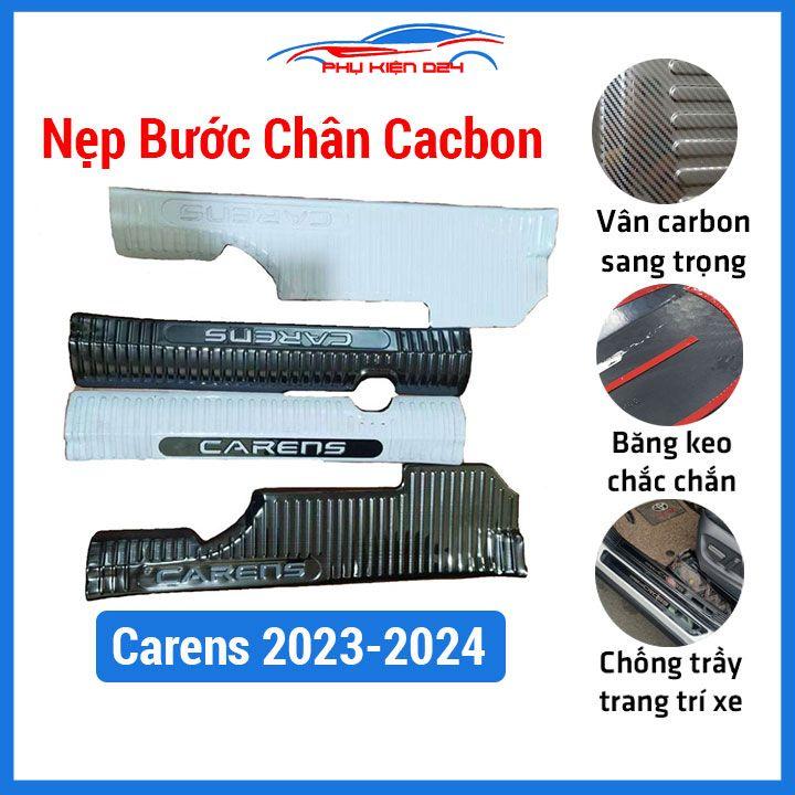 Ốp bậc cửa, nẹp bước chân trong Carens 2023-2024 vân Titan chống trầy bảo vệ trang trí xe
