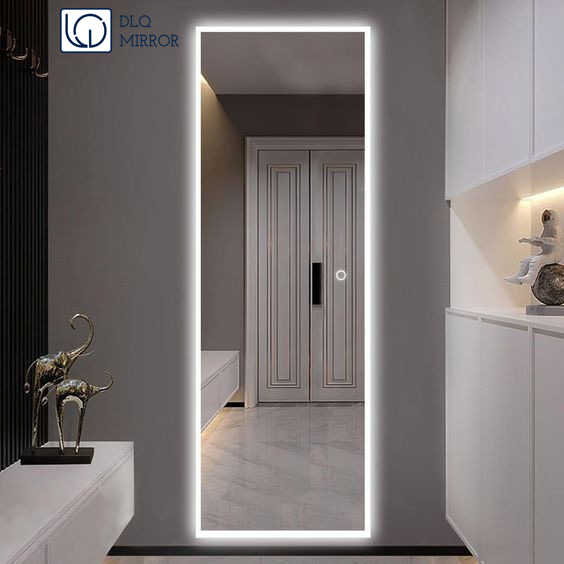 Gương Led Cảm Ứng Toàn Thân Hình Chữ Nhật Treo Tường Kích Thước Theo Yêu Cầu DLQ INTERIORS Trang Trí Nhà Cửa, Phòng Tắm