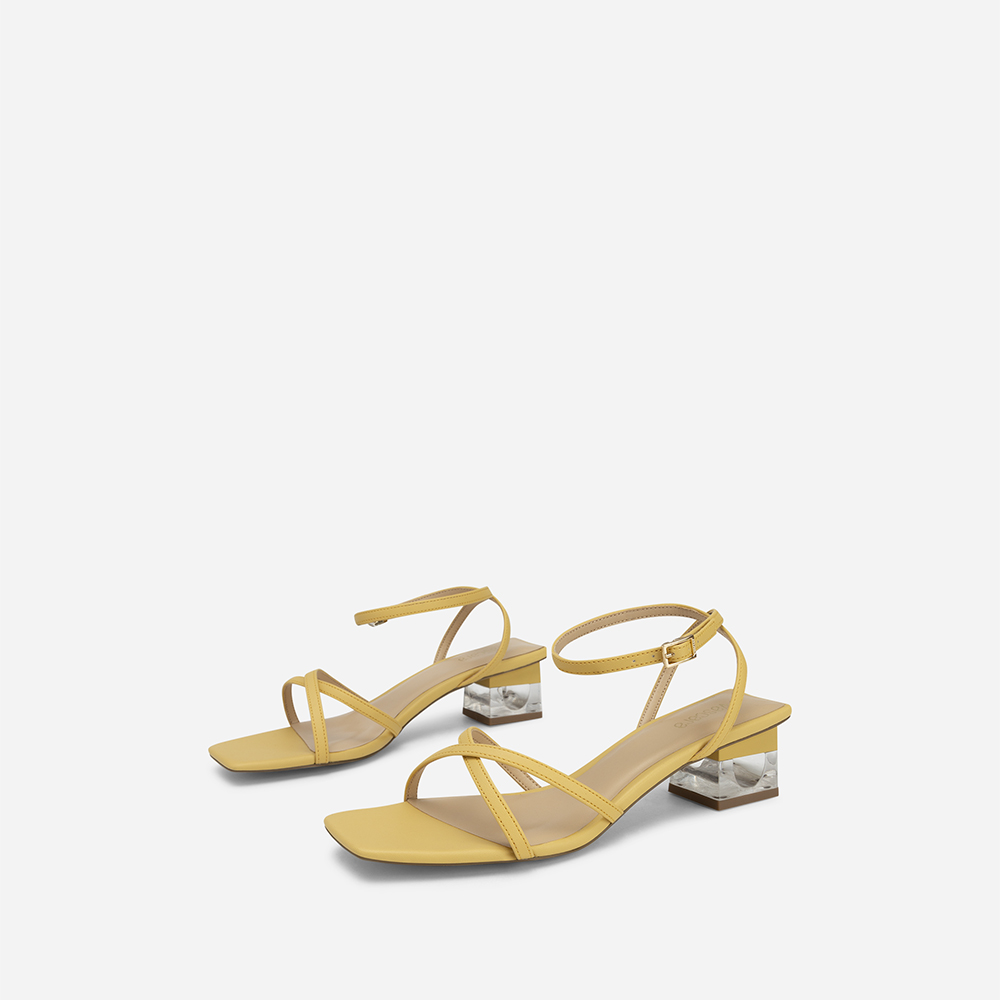 Vascara Giày Sandal Ankle Strap Phối Gót - SDN 0747