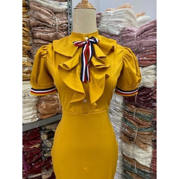 Đầm body umi bèo cổ