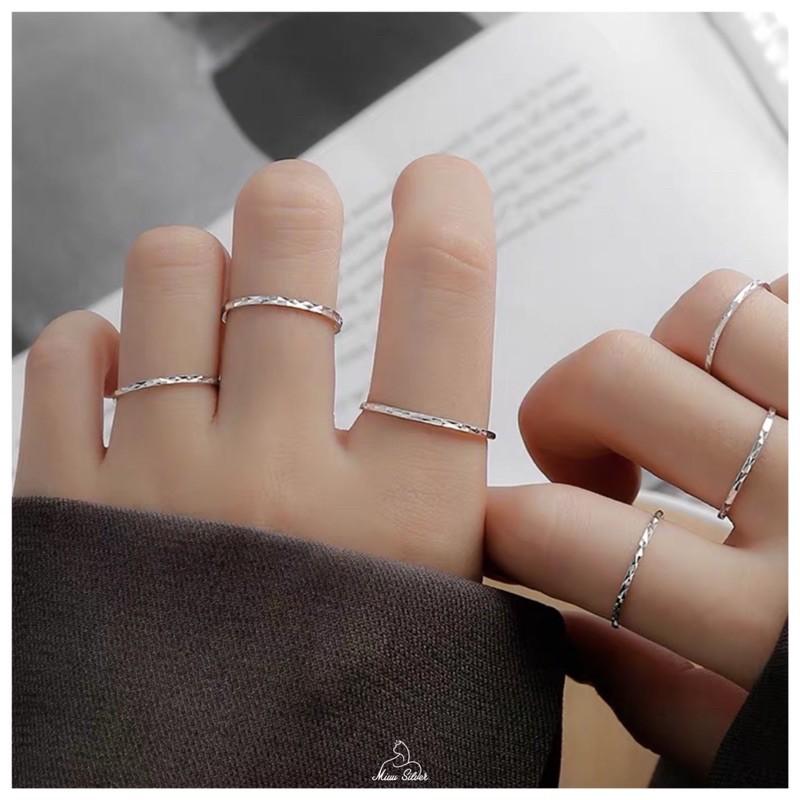 Nhẫn bạc nữ Miuu Silver, nhẫn trơn bạc 925 Midi Diamond Ring