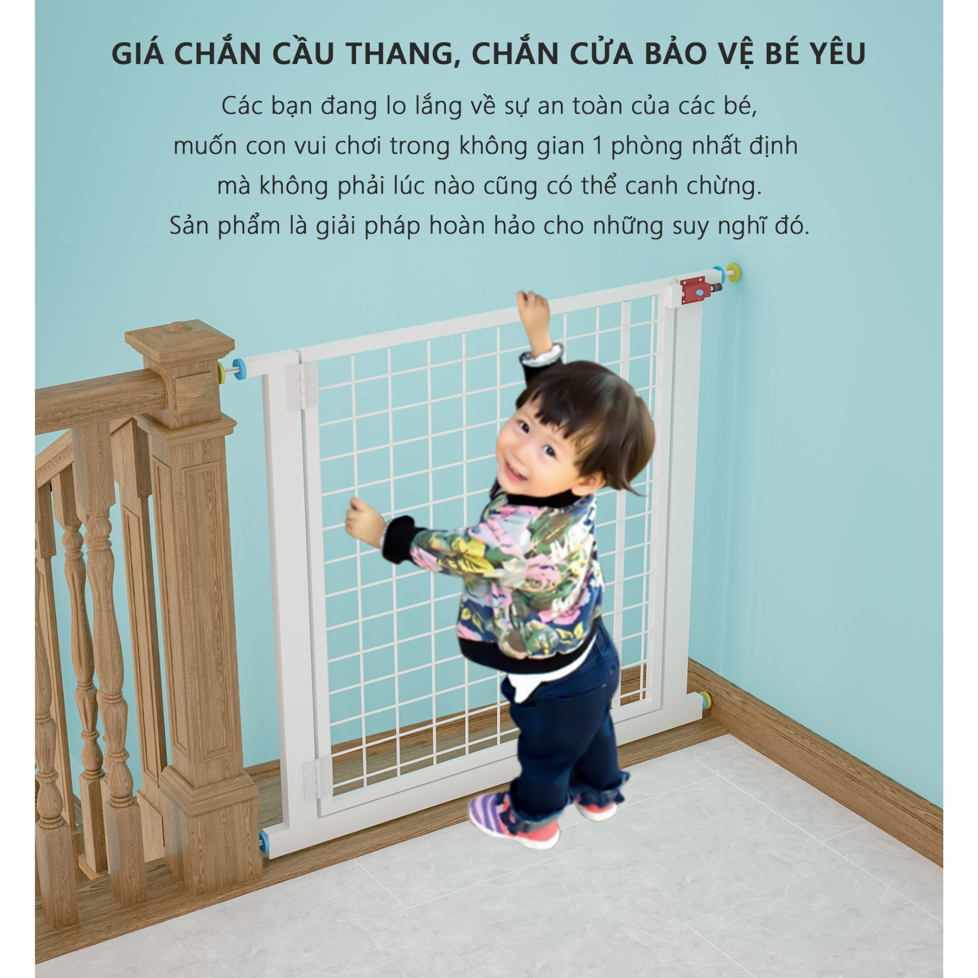 Gía Chắn Cầu Thang, Chắn Cửa Bảo Vệ Bé Yêu - GM32