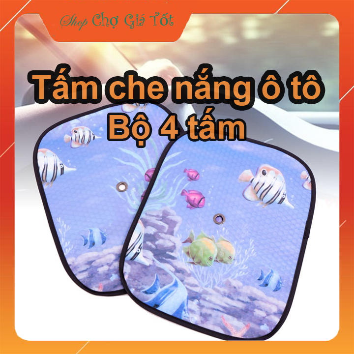 Bộ 4 tấm che chống nắng cho cửa sổ ô tô họa tiết ngẫu nhiên