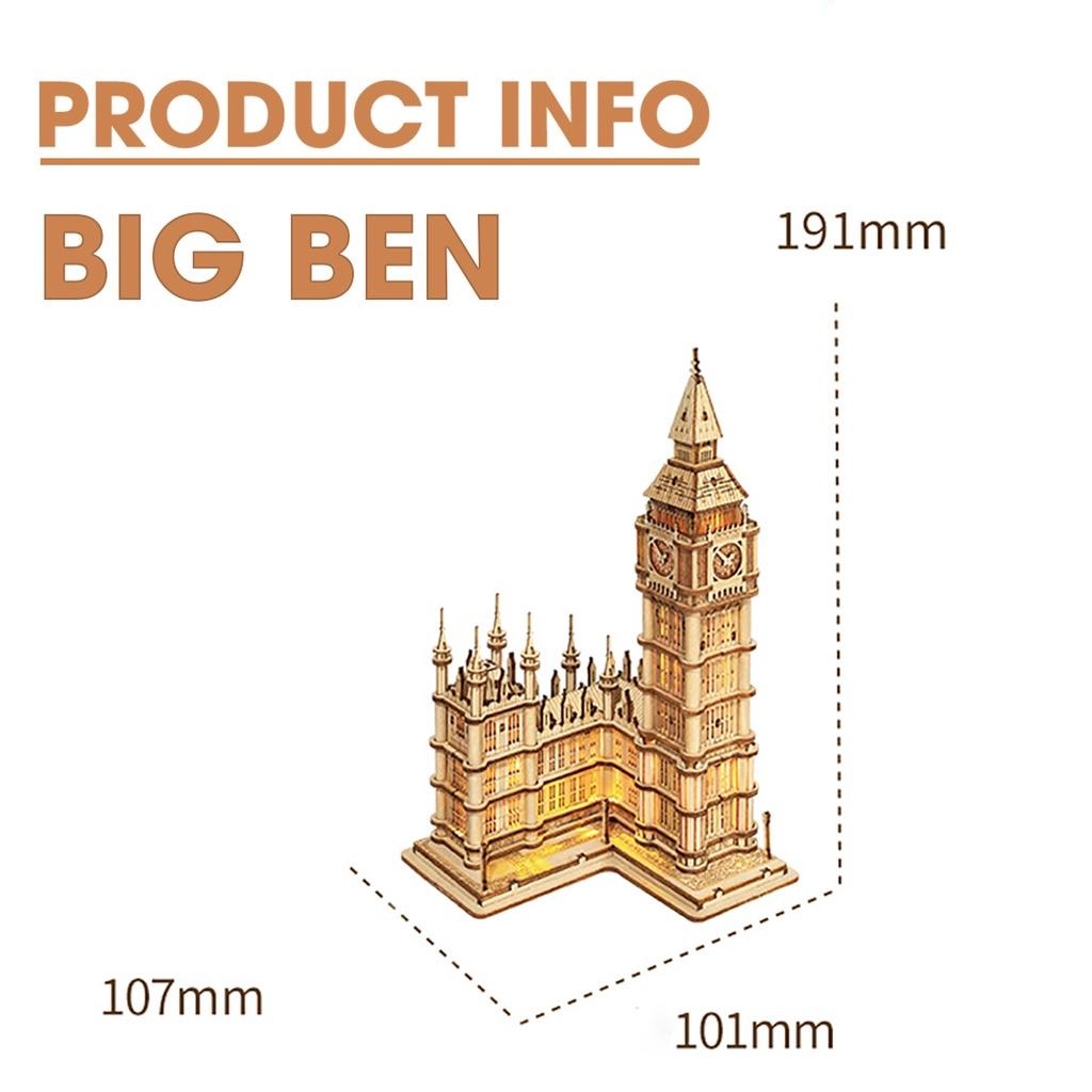Mô hình gỗ DIY Robotime | Đồng hồ BIG BEN tự lắp ráp - Quà tặng trang trí sáng tạo cho bạn trai bạn gái