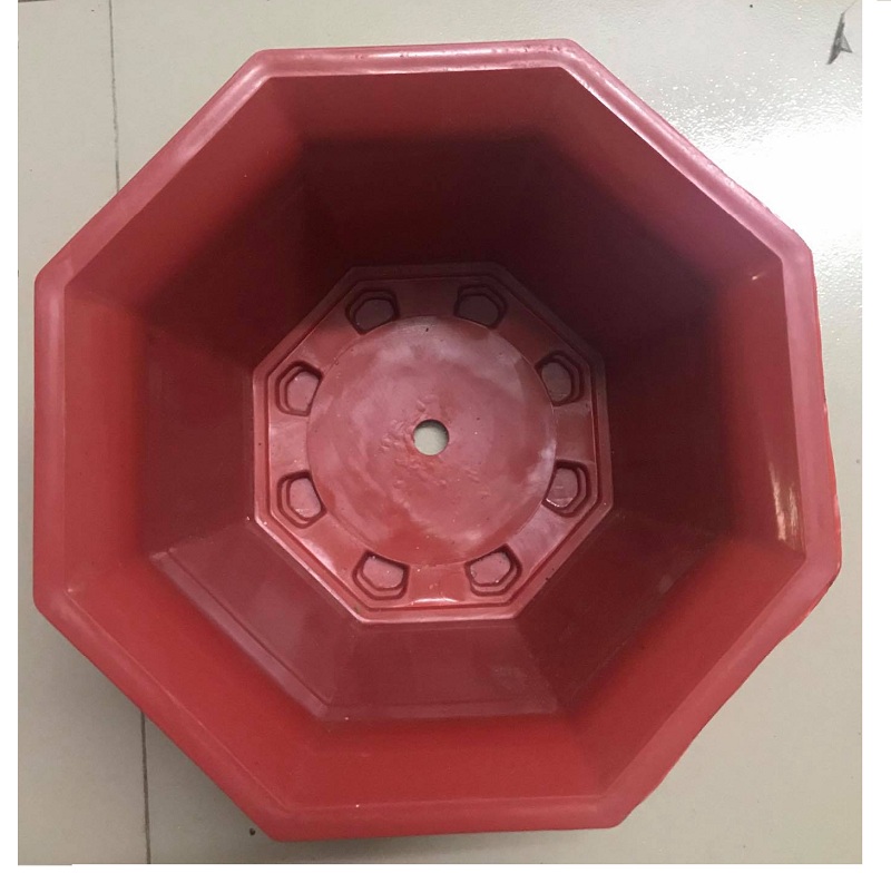 5 Chậu Nhựa Trồng Cây Hoa, Cây Cảnh Bát Giác Màu Đỏ Kích Thước 170x120