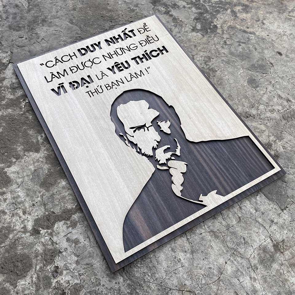 Tranh động lực trang trí văn phòng - câu nói của Steve Jobs "cách duy nhất để làm được những điều vĩ đại là yêu...