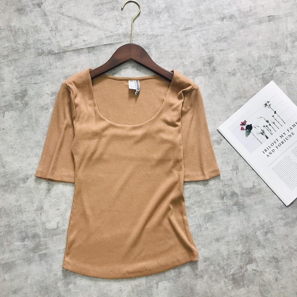 Áo thun nữ cổ U Hát Mờ chất thun tăm 3 màu siu xinh thời trang 347