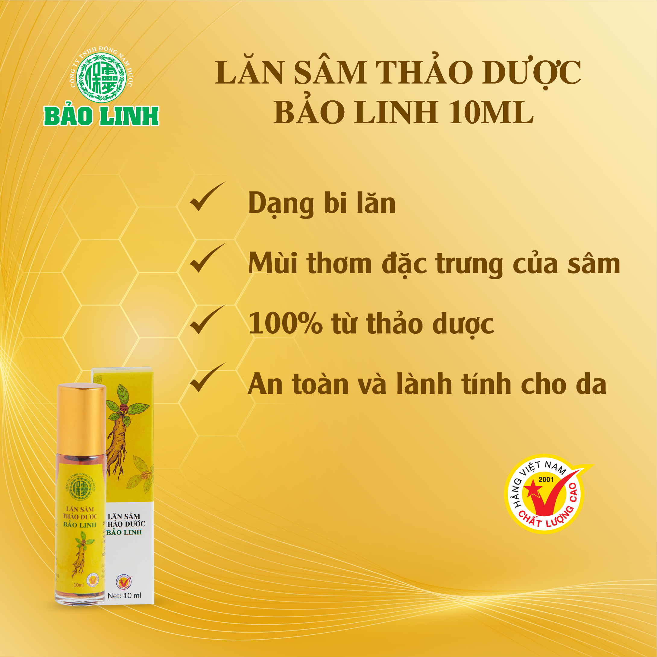 Combo 3 chai Dầu Lăn Sâm Thảo Dược Bảo Linh 10ml
