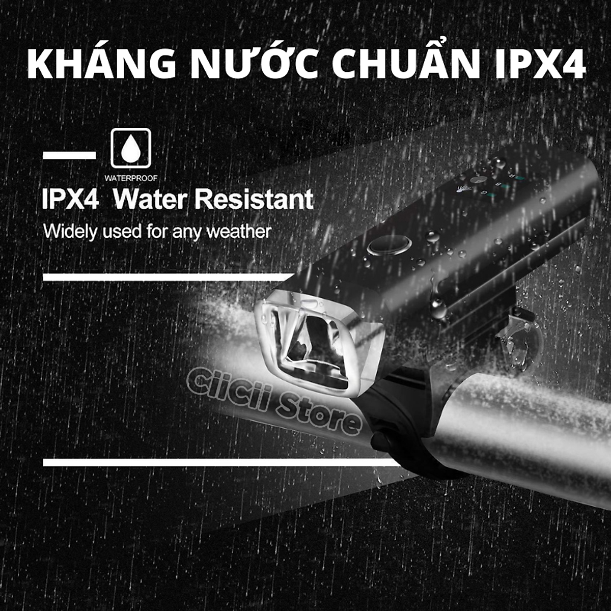 Đèn LED Xe Đạp Cảm Biến Ánh Sáng Tự Động, Pin 2000mAh, Sạc USB Hàng Nhập Khẩu