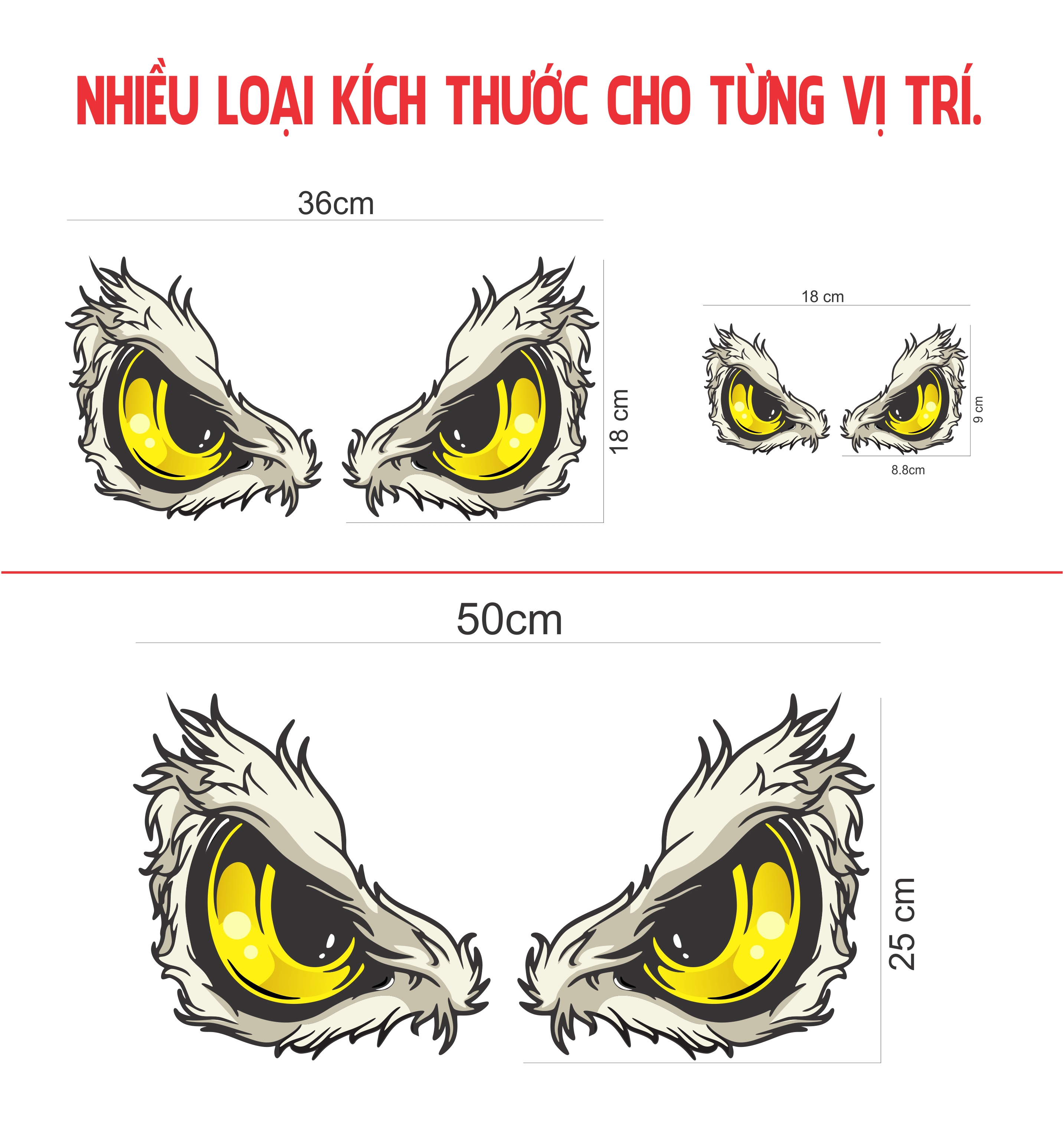 Decan tem đôi mắt đại bàng 3d trang trí xe tải, xe ô tô, xe máy chịu được nắng mưa