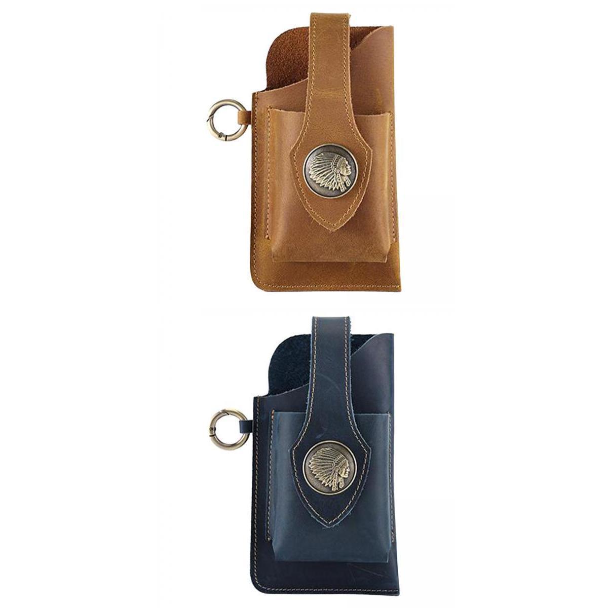 2 Pcs Leather Phone Holster Cases with Belt Clip Multitool Sheath for Phones