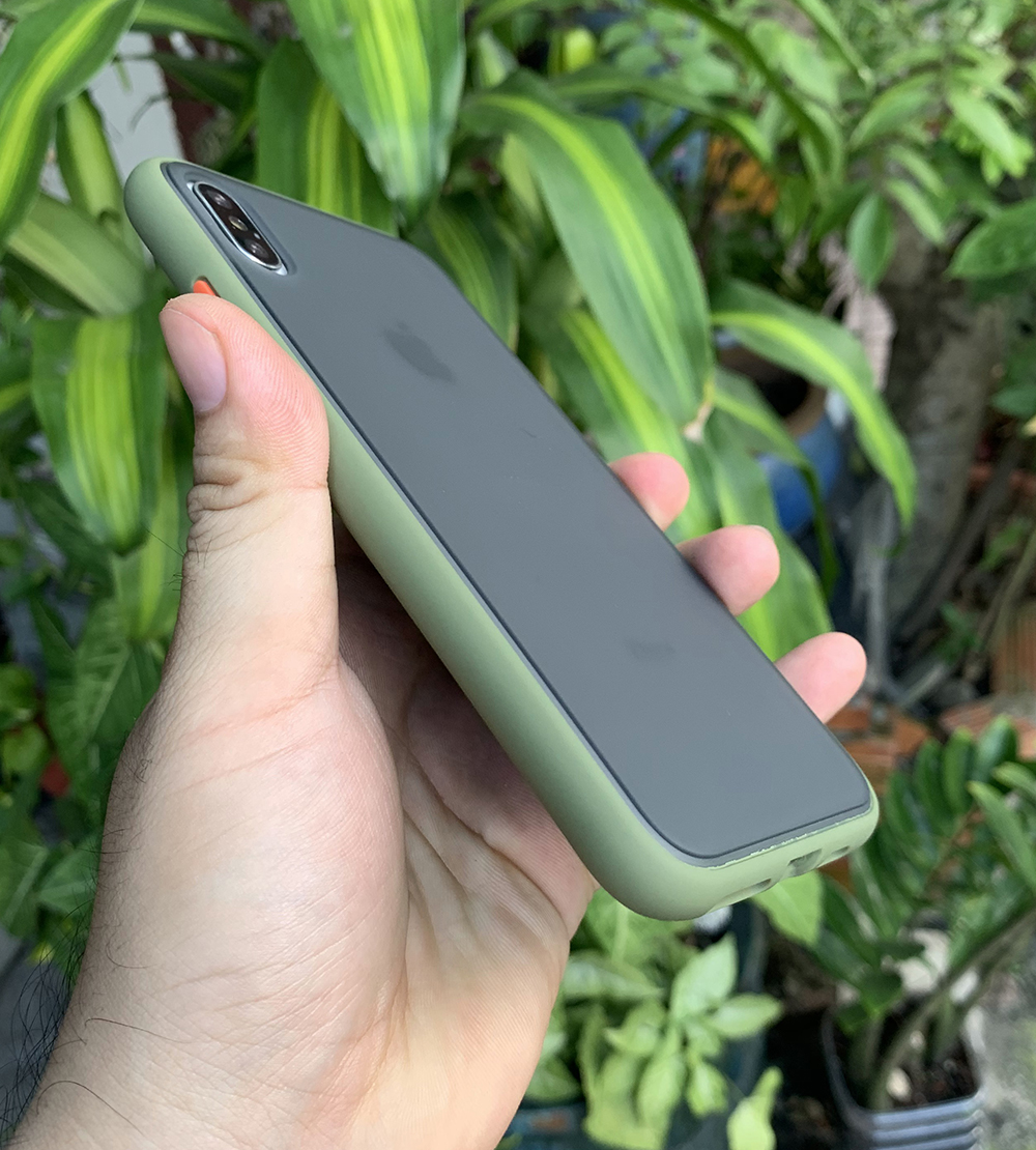 Ốp lưng chống sốc dành cho iPhone XS MAX nút bấm màu cam - Màu xanh