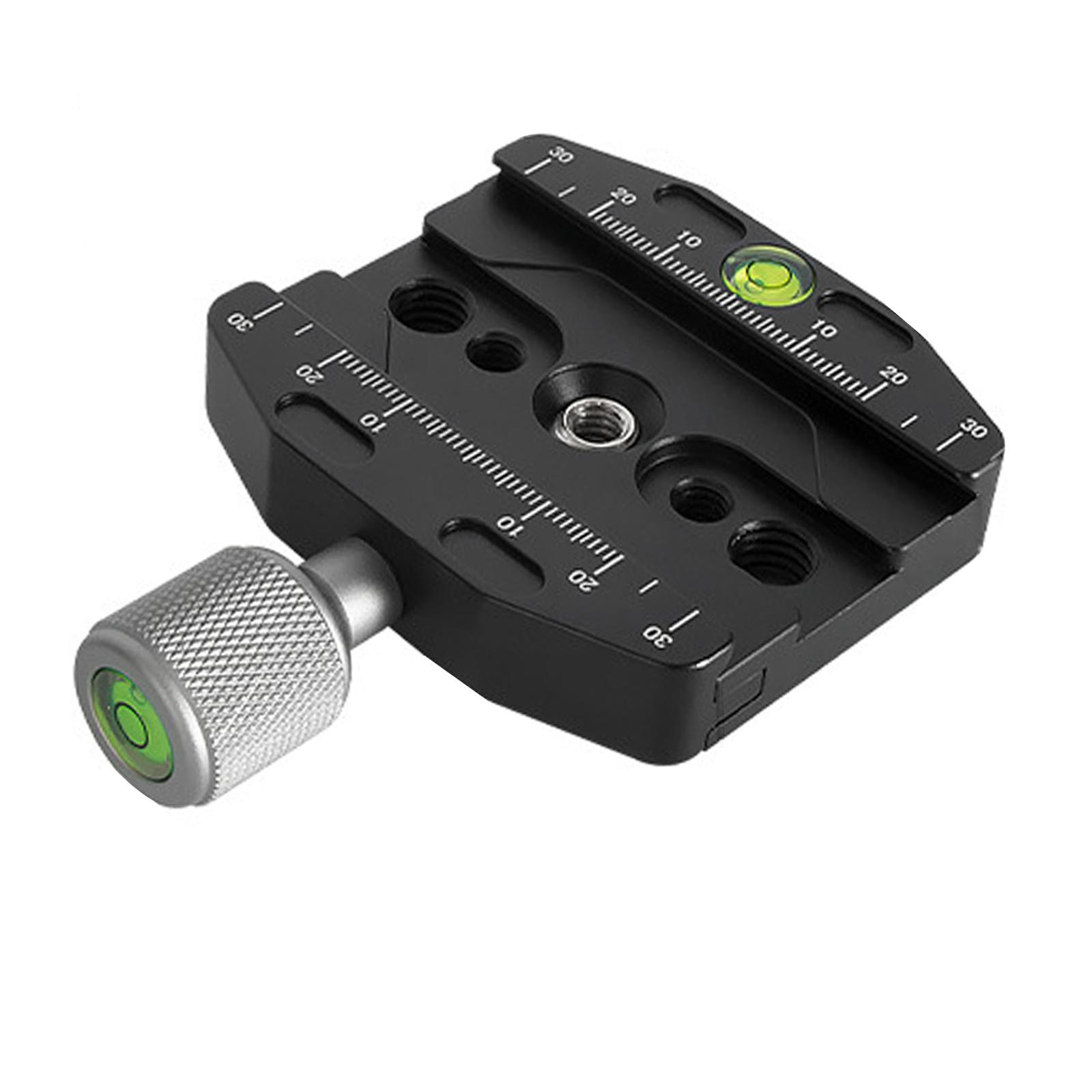Quick Release Plate Clamp for Camera Tripod with 2x Spirit Level Plate Mount Adapter