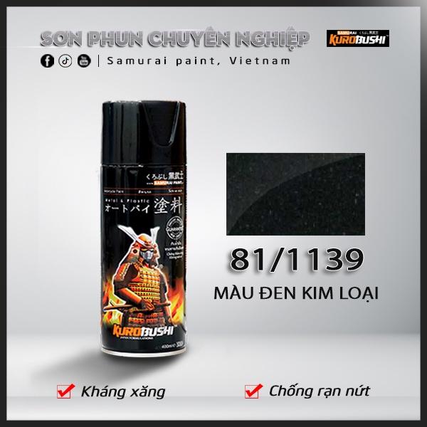 Sơn xịt Samurai Kurobushi - MÀU ĐEN KIM LOẠI 1139 (400ml)