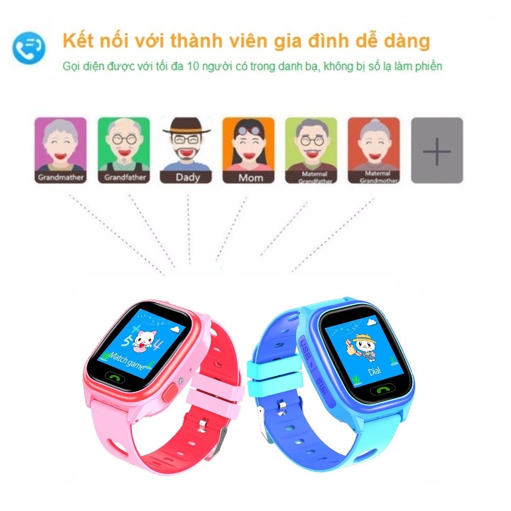 Đồng hồ thông minh định vị trẻ em LBS KKTick SmartWatch AT08s, nghe gọi 2 chiều, màn hình cảm ứng, kháng nước IP67, pin khỏe - Hàng nhập khẩu