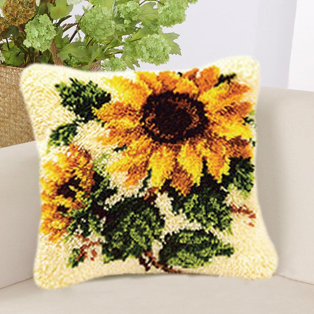 2 Pattern Pillow Latch Hook Kit with Basic Tool DIY Crafts
