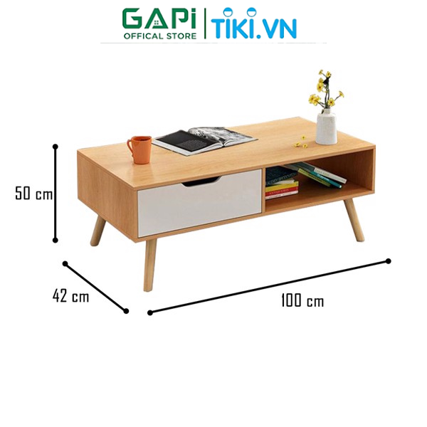 Bàn trà sofa phong cách Bắc Âu, bàn gỗ hiện đại có ngăn đựng đồ thông minh thương hiệu GAPI GP81