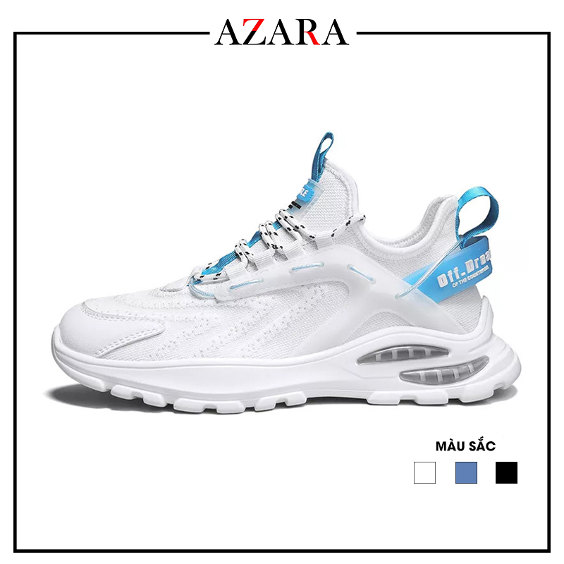 Giày Thể Thao Nam AZARA- Sneaker Màu Đen - Xanh - Trắng, Giày Chạy Bộ Thiết kế Thể Thao, Đế chống mài mòn- G5055