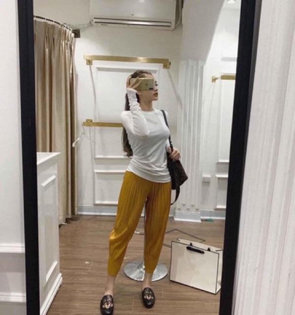 Quần bom lụa xếp ly quảng châu siêu nhẹ siêu mát