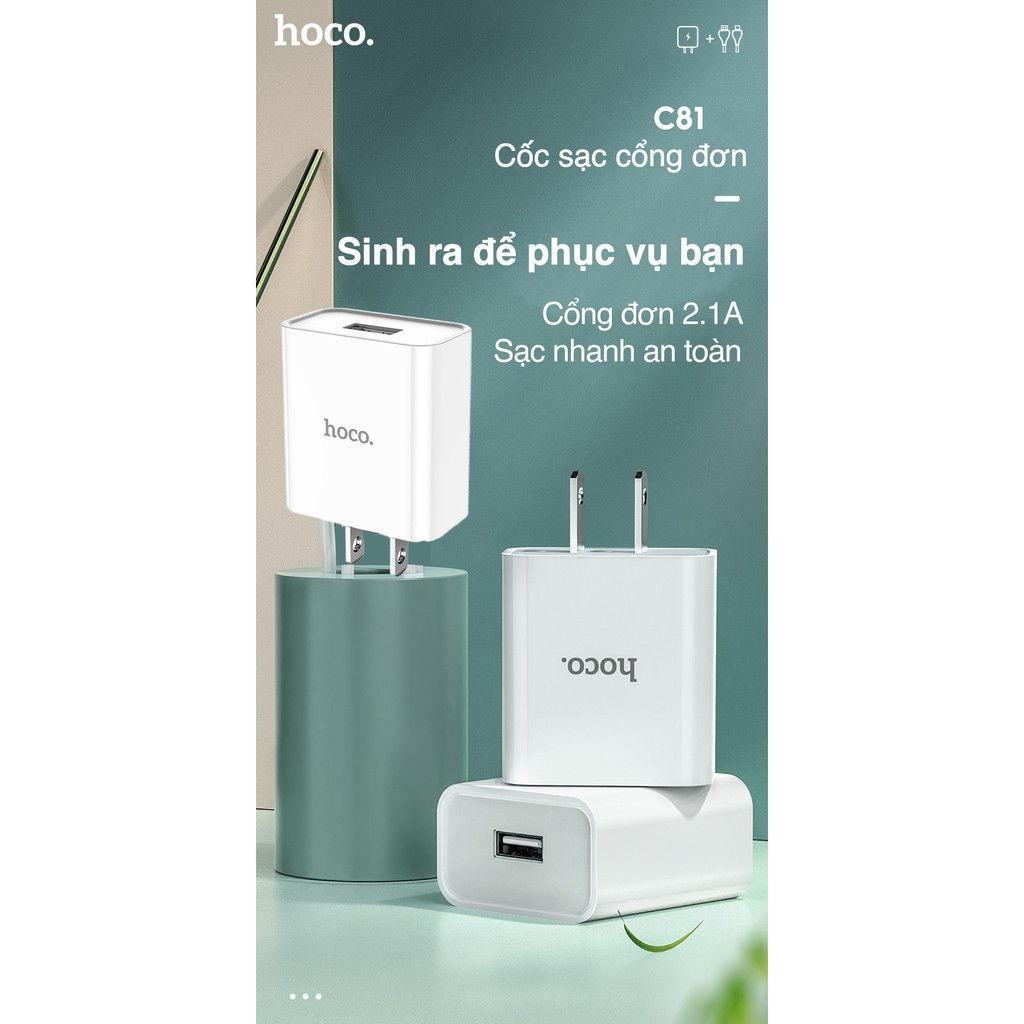 Củ Sạc Dành Cho Hoco C81, Sạc Nhanh 2.1A ,1 Cổng Sạc USB, Chất Liệu PVC An Toàn, Tương Thích Với Các Thiết Bị Kỹ Thuật Số - Hàng Chính Hãng