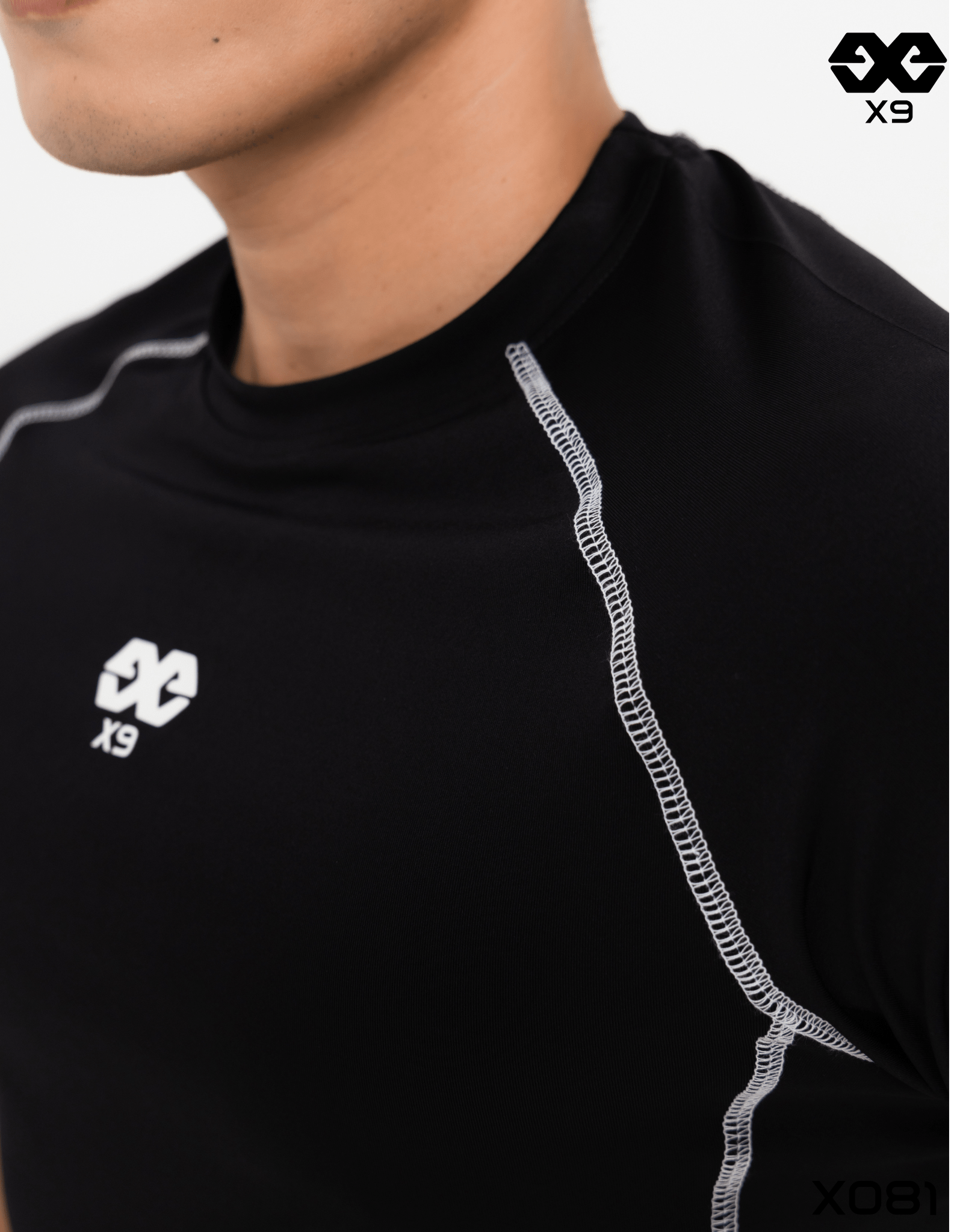 Áo Thun Nam Ngắn Tay Thể Thao Ráp Lăng Tập Gym Chạy Bộ Cầu Lông Bơi Lội Ôm Body Co Giãn 4 Chiều - X9 Sportswear - X081