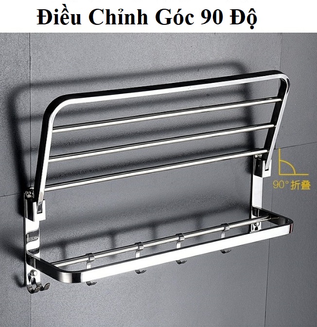 Giá Treo Khăn Nhà Tắm INOX SUS304 lắp đặt Dán Tường gạch men hoặc Khoan - G304