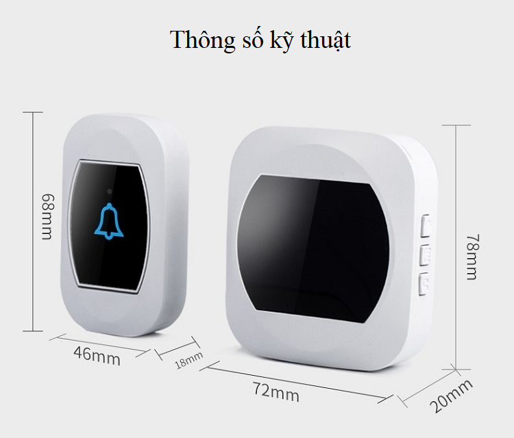 Chuông cửa thông minh tích hợp đo nhiệt độ trong nhà cao cấp, không dây ( TẶNG KÈM MIẾNG THÉP ĐỂ VÍ 11IN1 )