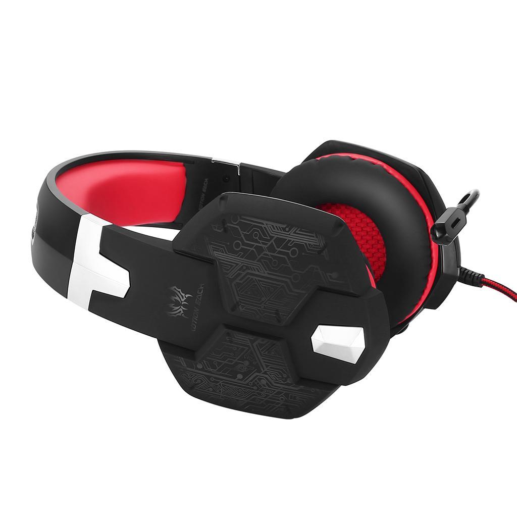 3.5mm PC Bass Stereo Headphones LED Light Gaming Headset Black and Red