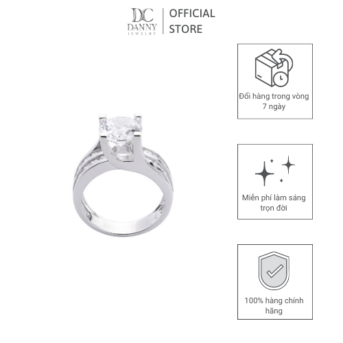 Nhẫn Nữ Bạc 925 Danny Jewelry Xi Bạch Kim Đính Đá CZ KI4GZ004
