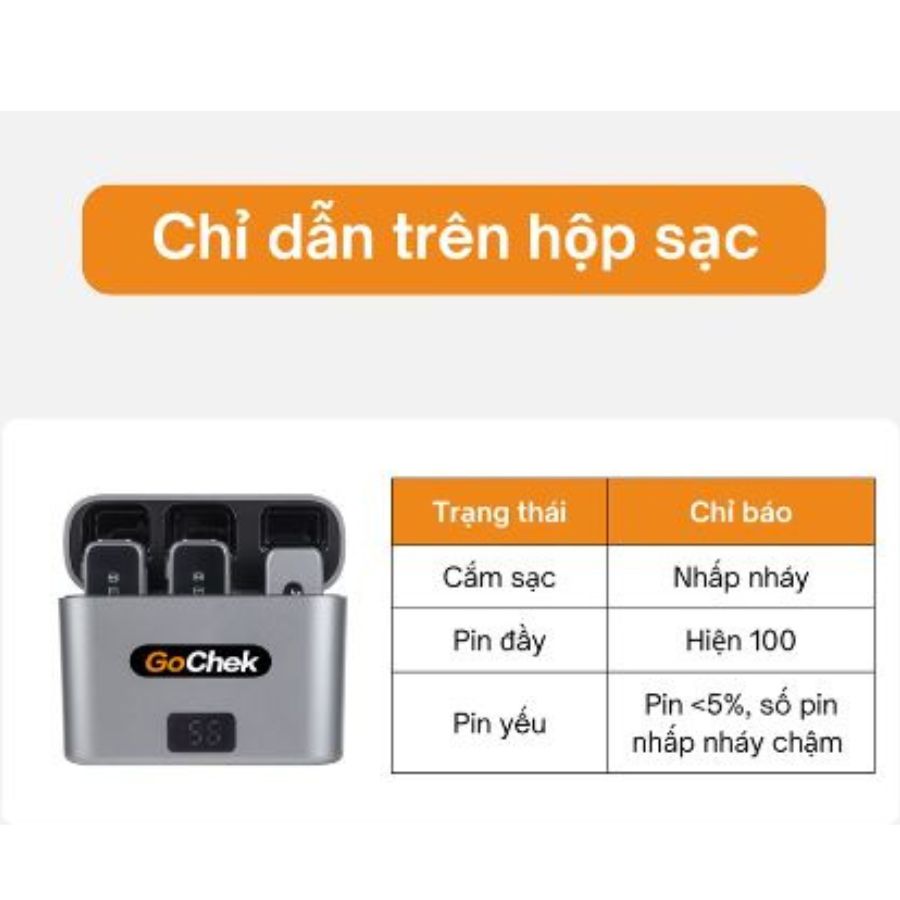 Micro thu âm không dây GoChek D01 Ultra - Bộ micro đôi ghi âm chuyên nghiệp kèm dock sạc cổng cắm Type-C chuyên dùng cho các thiết bị sử dụng hệ điều hành Adnroid - Hàng nhập khẩu