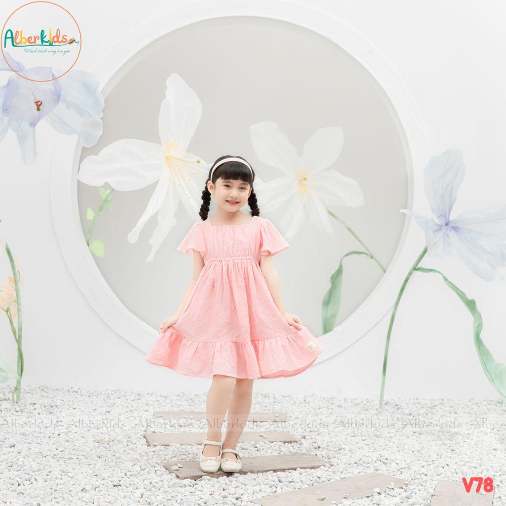 Váy bé gái ALBERKIDS hồng tay cánh tiên công chúa xinh đẹp cho trẻ em 2,3,4,5,6,7,8,9,10,11,12 tuôi[V78