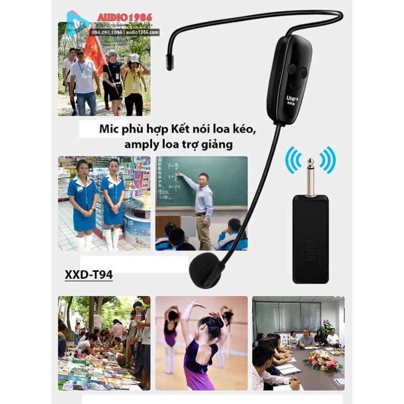 Micro không dây XXD-T94 2 mic nói song song kết nối amply loa kéo loa trợ giảng sân khấu