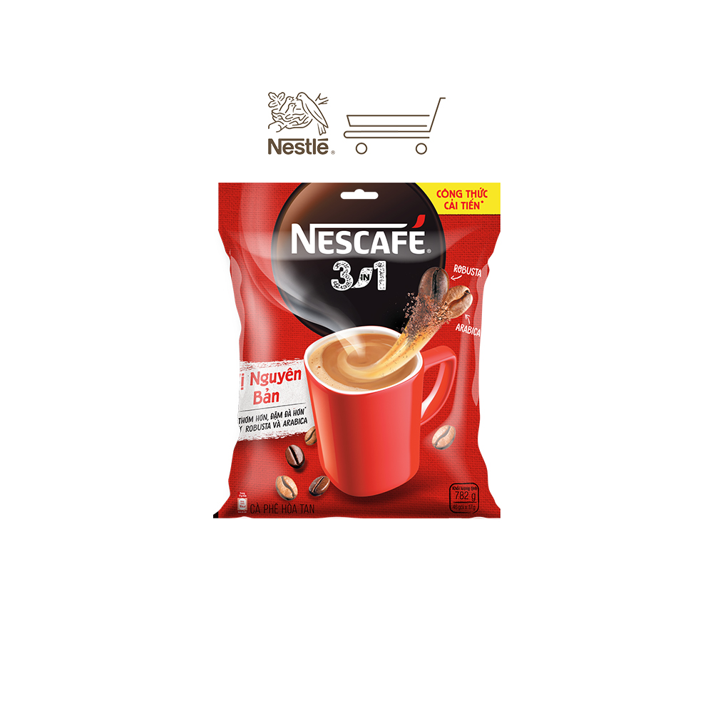 Combo 3 bịch cà phê NESCAFÉ 3IN1 VỊ NGUYÊN BẢN - công thức cải tiến (Bịch 46 gói x 16g)