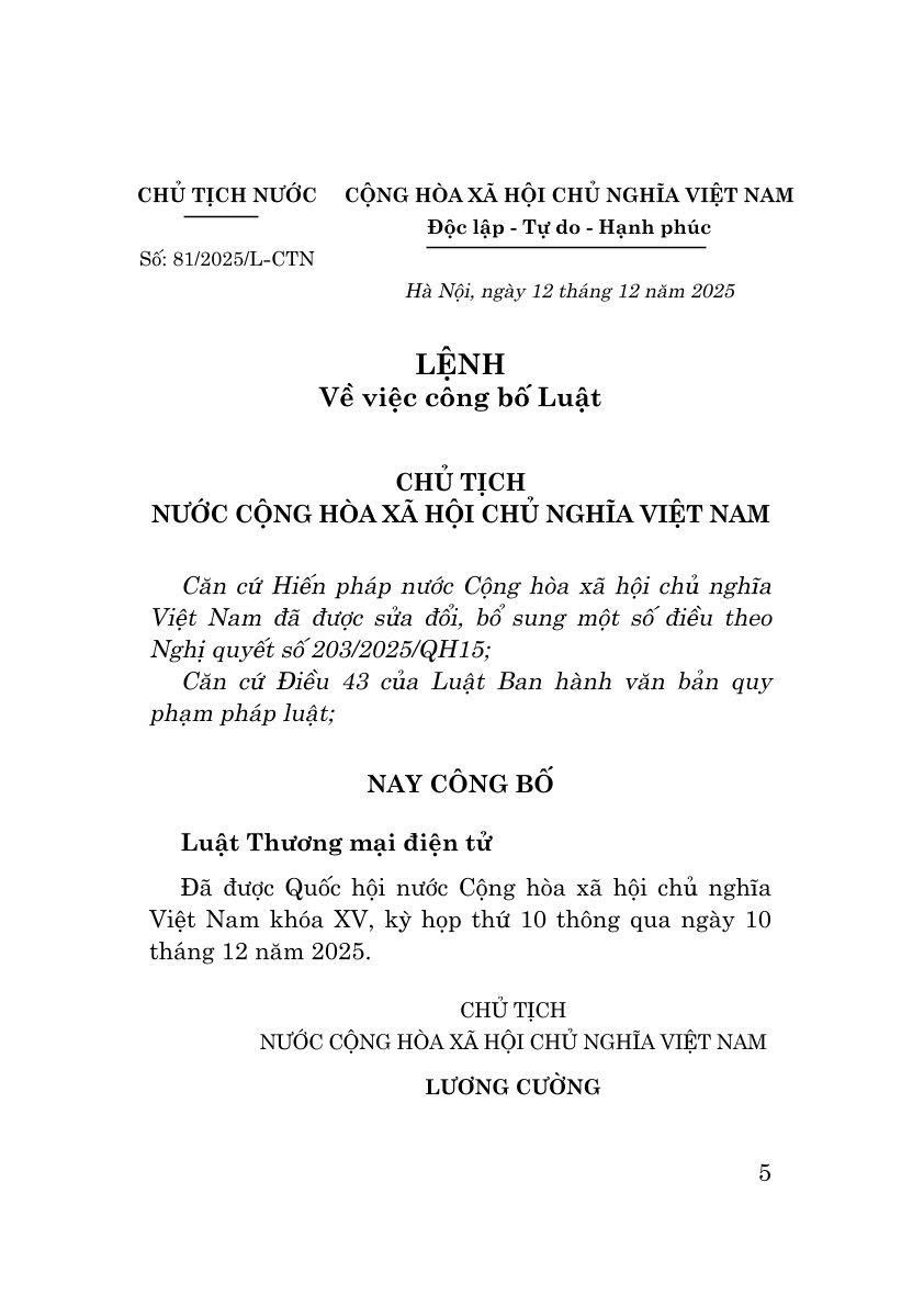 Luật Thương mại điện tử năm 2025