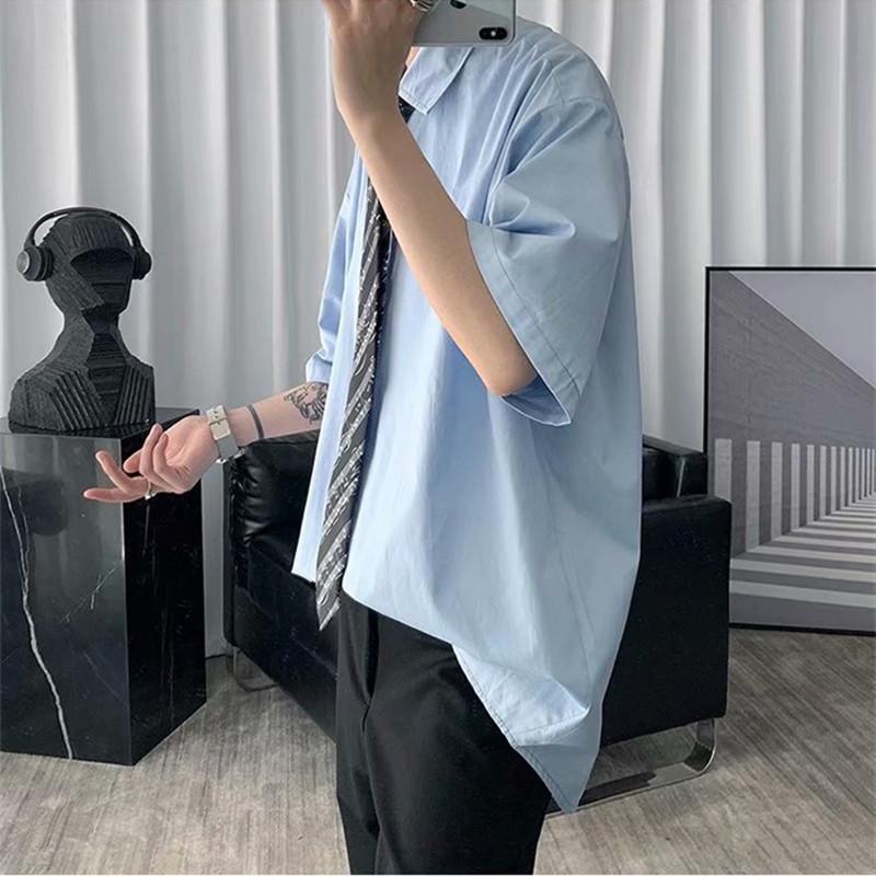 Áo Sơ Mi Ngắn Tay Thêu Họa Tiết Hoa Phong Cách Hàn Quốc Dành Cho Nam / Size M-2Xl