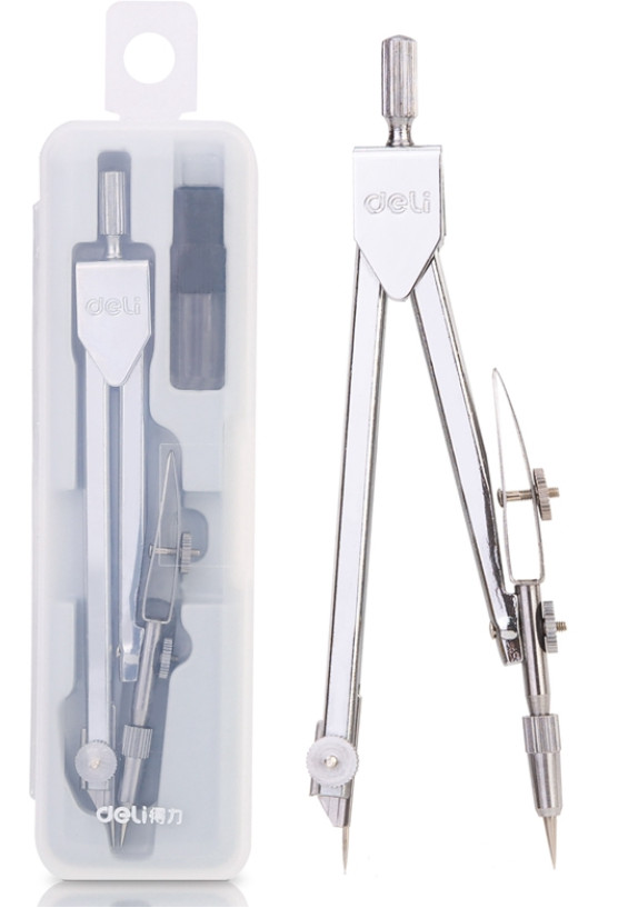 Bộ Compa vẽ kỹ thuật DELI thân thép gắn ngòi (2.0mm) - 8603