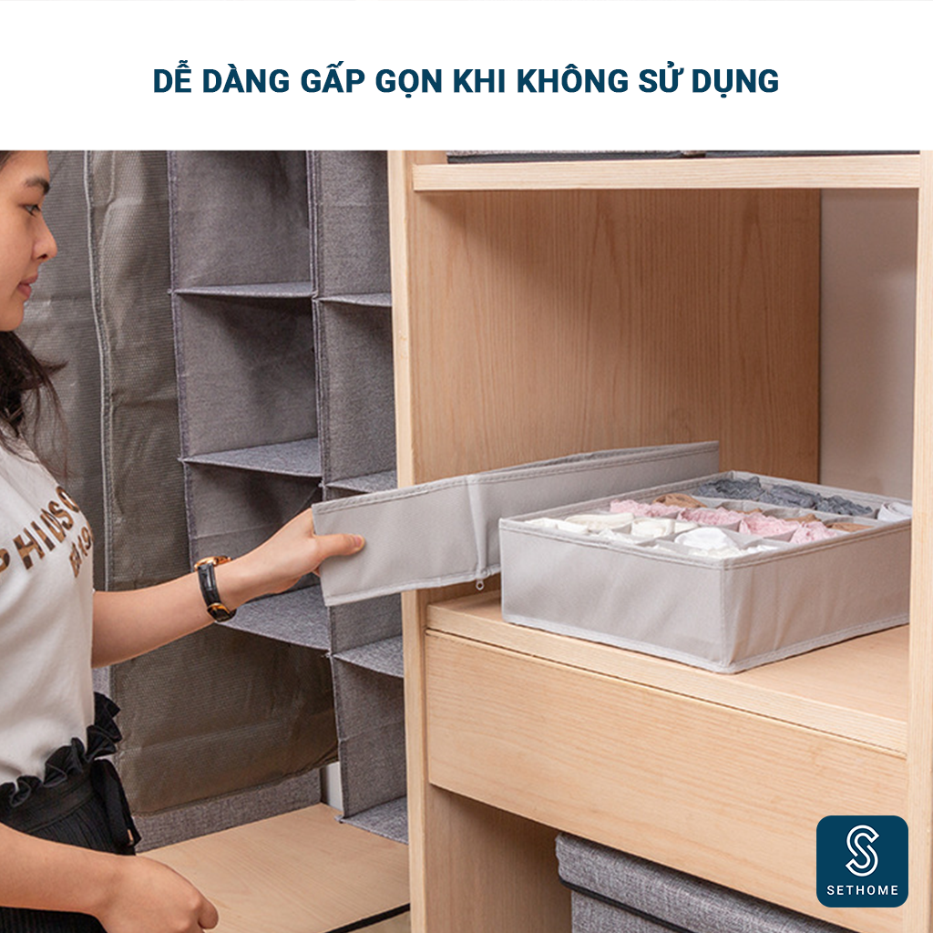 Hộp vải đựng tất vớ SETHOME giỏ vải đựng áo lót đồ lót quần áo ngủ váy ngủ gấp gọn