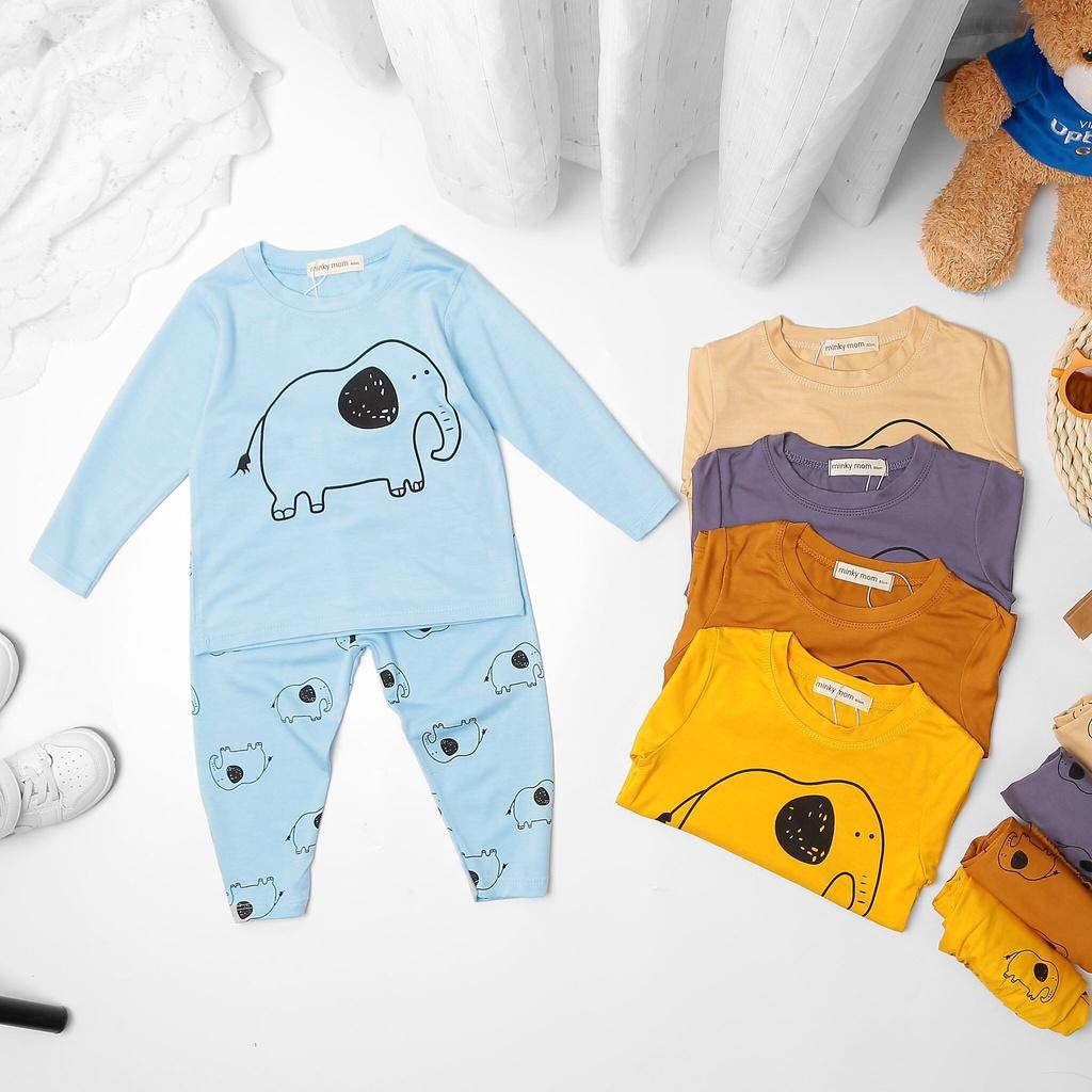 Bộ dài tay thun lạnh in gấu size nhí và đại cho bé trai bé gái từ 7-32kg