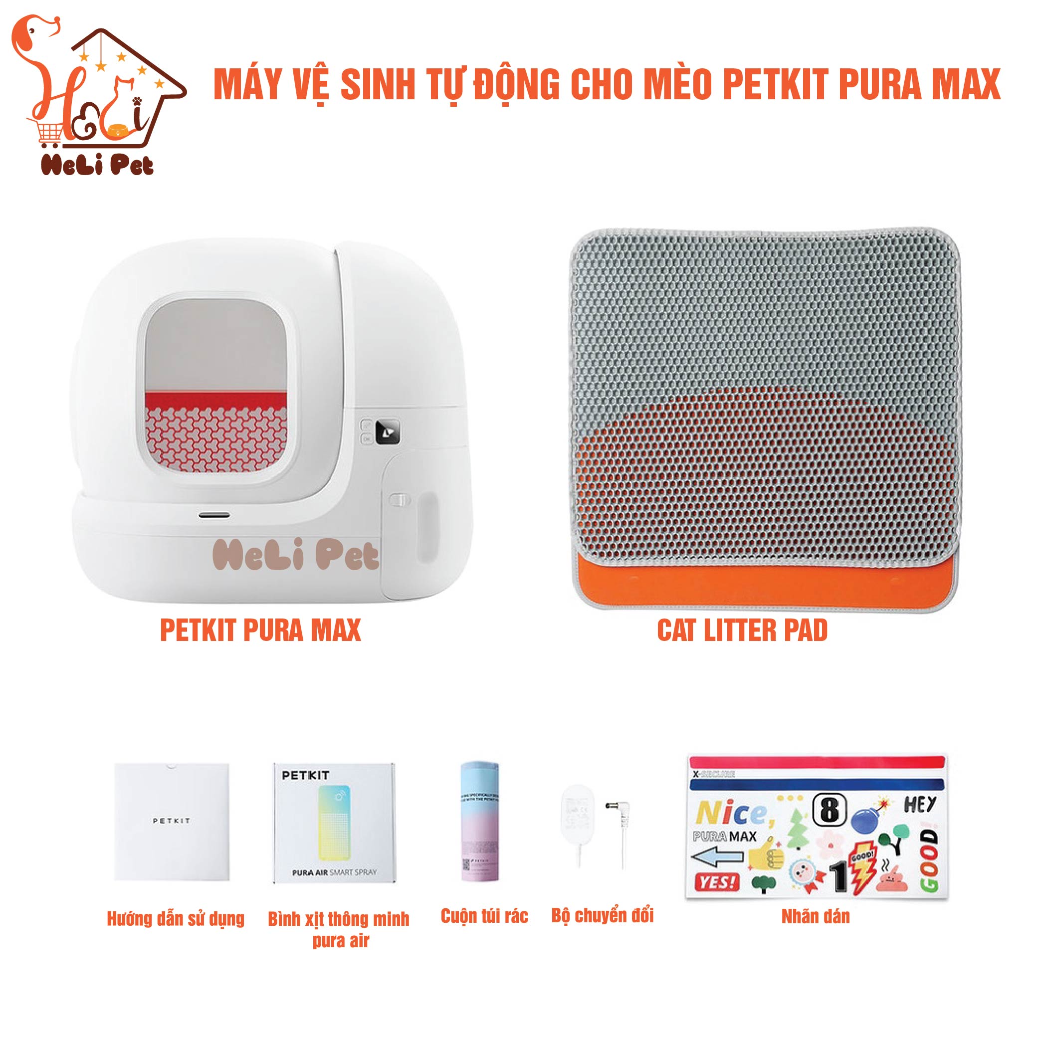 [CHÍNH HÃNG BH 18 THÁNG] Máy Vệ Sinh, Dọn Phân Mèo Tự Động PETKIT PURA MAX 2024 Kháng Khuẩn, Khử Mùi Dùng - HeLiPet