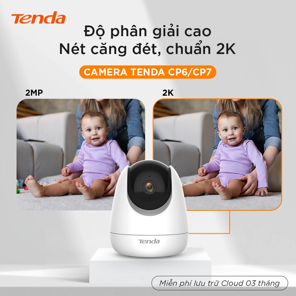 Camera IP Wifi Tenda CP6 Full HD 2K 360° Kèm Thẻ Nhớ 32GB - Hàng chính hãng