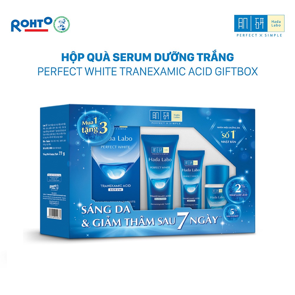 Hộp quà Serum dưỡng trắng da tối ưu Hada Labo Perfect White Tranexamic Acid Serum 30ml