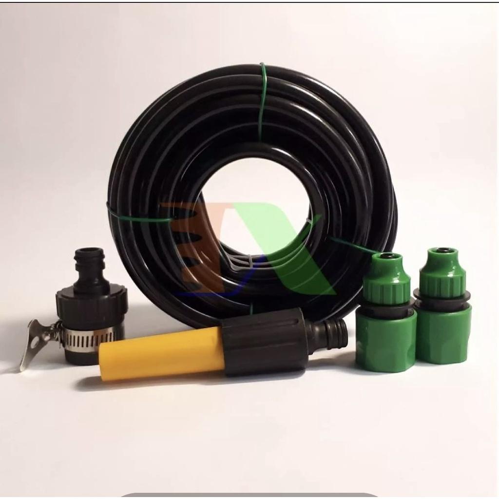Bộ vòi xịt nước tưới cây, rửa xe nhựa cao cấp + Phụ kiện + 10m dây, Vòi nhựa phun thẳng đa năng nhiều chế độ