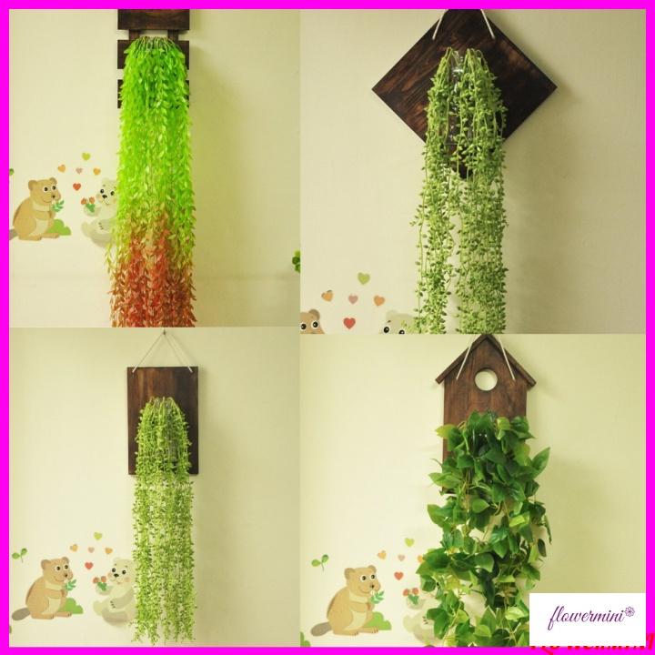 Giỏ hoa lá giả treo tường bằng gỗ trang trí nhà cửa, ban công, cầu thang, tiểu cảnh, decor nhà hàng, quán cà phê độc đáo